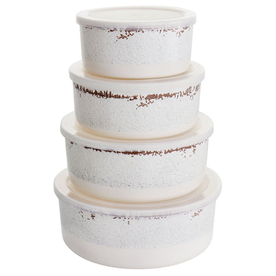 Laurie Gates California Designs Mauna 8 Piece Melamine Nesting Storage Bowl Set in Cracked White - Free Shipping 
