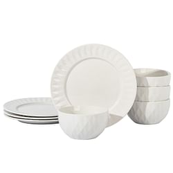 Gibson Home Fine Ceramic 8 Piece Dinnerware Set in White - Free Shipping