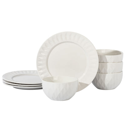 Gibson Home Fine Ceramic 8 Piece Dinnerware Set in White - Free Shipping 