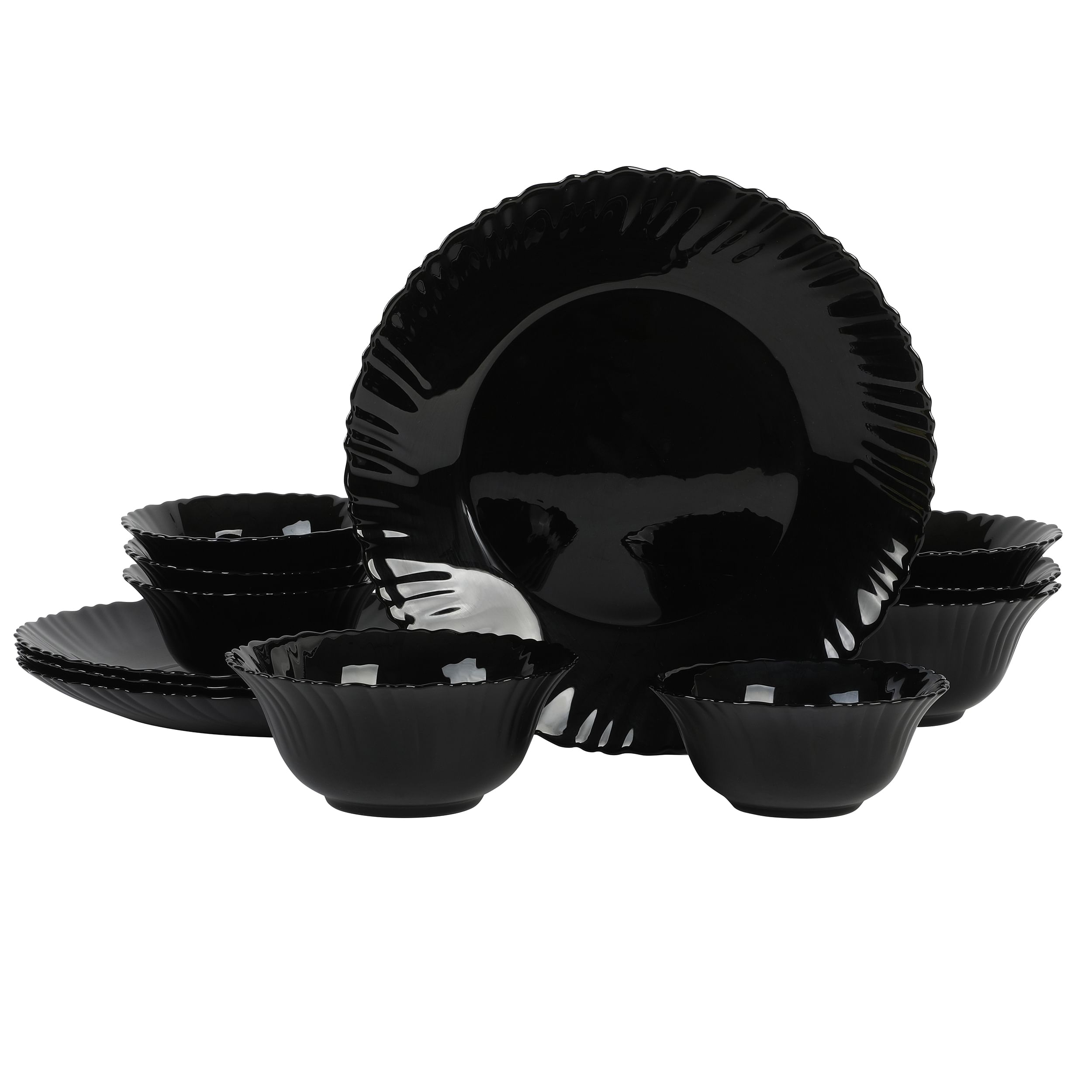 Ultra by Gibson Bandini 12 Piece Glass Dinnerware Set in Black - Free Shipping