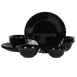 Ultra by Gibson Bandini 12 Piece Glass Dinnerware Set in Black - Free Shipping 