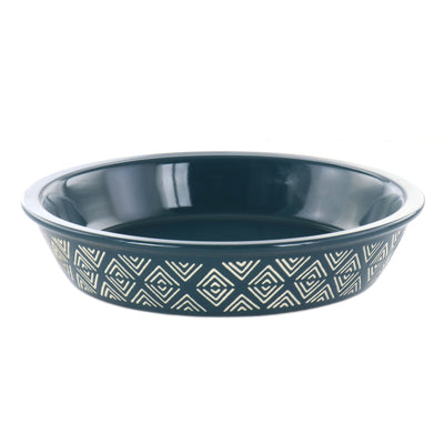 Laurie Gates 10 Inch Wax Relief Stoneware Tierra Pie Dish in Blue - Free Shipping 