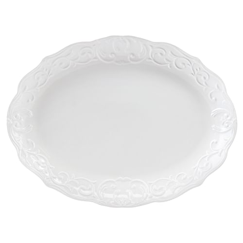 Gibson Home Bountiful Joy 18.75 x 14 Inch Durastone Oval Platter in White - Free Shipping