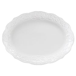 Gibson Home Bountiful Joy 18.75 x 14 Inch Durastone Oval Platter in White - Free Shipping