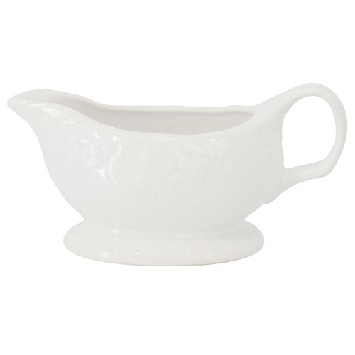 Gibson Home Bountiful Joy 15 Ounce Embossed Durastone Gravy Boat in White - Free Shipping 