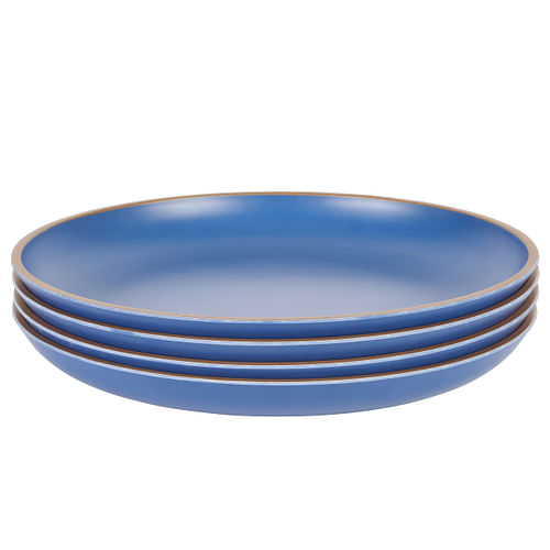 Gibson Home Rockabye 4 Piece 10.7 Inch Melamine Dinner Plate Set In Blue - Free Shipping 