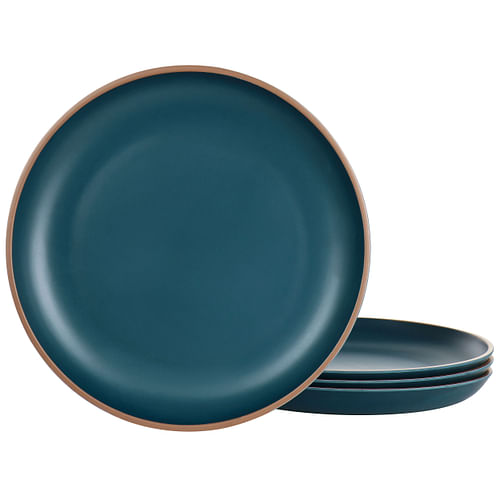 Gibson Home Rockabye 4 Piece Melamine Dinner Plate Set in Dark Teal - Free Shipping