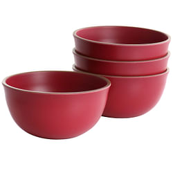 Gibson Home Rockabye 4 Piece Melamine Cereal Bowl Set in Dark Pink - Free Shipping 