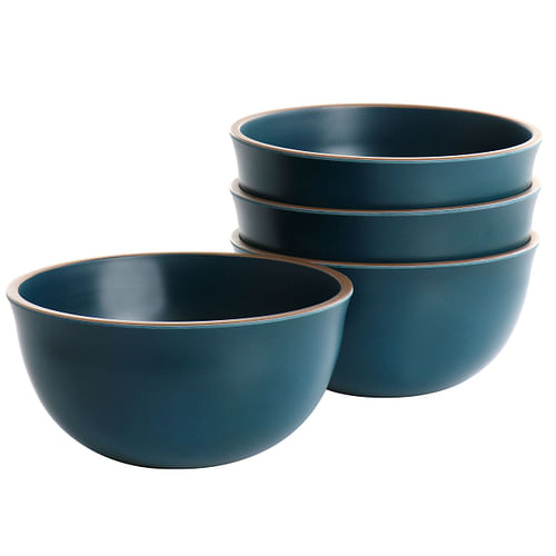 Gibson Home Rockabye 4 Piece Melamine Cereal Bowl Set in Dark Teal - Free Shipping