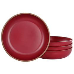 Gibson Home Rockabye 4 Piece Melamine Dinner Bowl Set in Dark Pink - Free Shipping