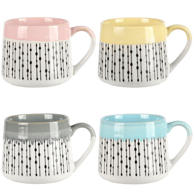Gibson Home Palmridge 15oz 4 Piece Stoneware Coffee Mug Set in Assorted Colors - Free Shipping 