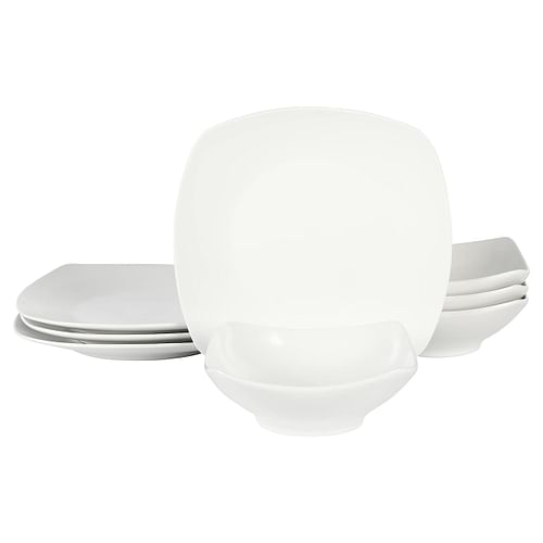 Gibson Home Zen Buffetware 8 Piece Fine Ceramic Dinnerware Set In Matte White - Free Shipping 