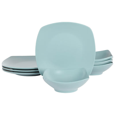 Gibson Home Zen Buffetware 8 Piece Fine Ceramic Dinnerware Set In Matte Arctic Blue - Free Shipping 