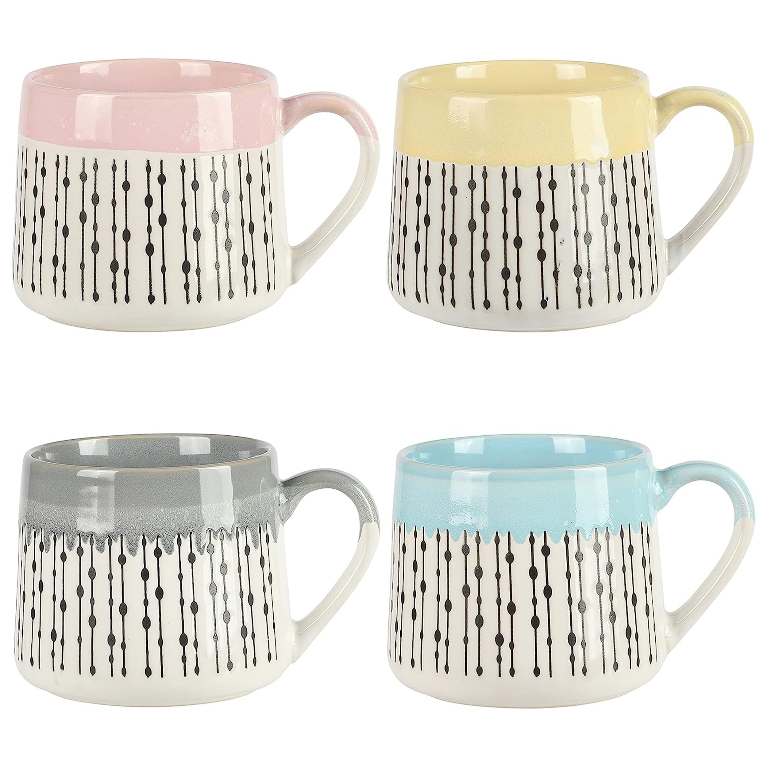 Gibson Home Morning Mist 4 Piece 15 Ounce Stoneware Belly Mug Set in Assorted Colors - Free Shipping 