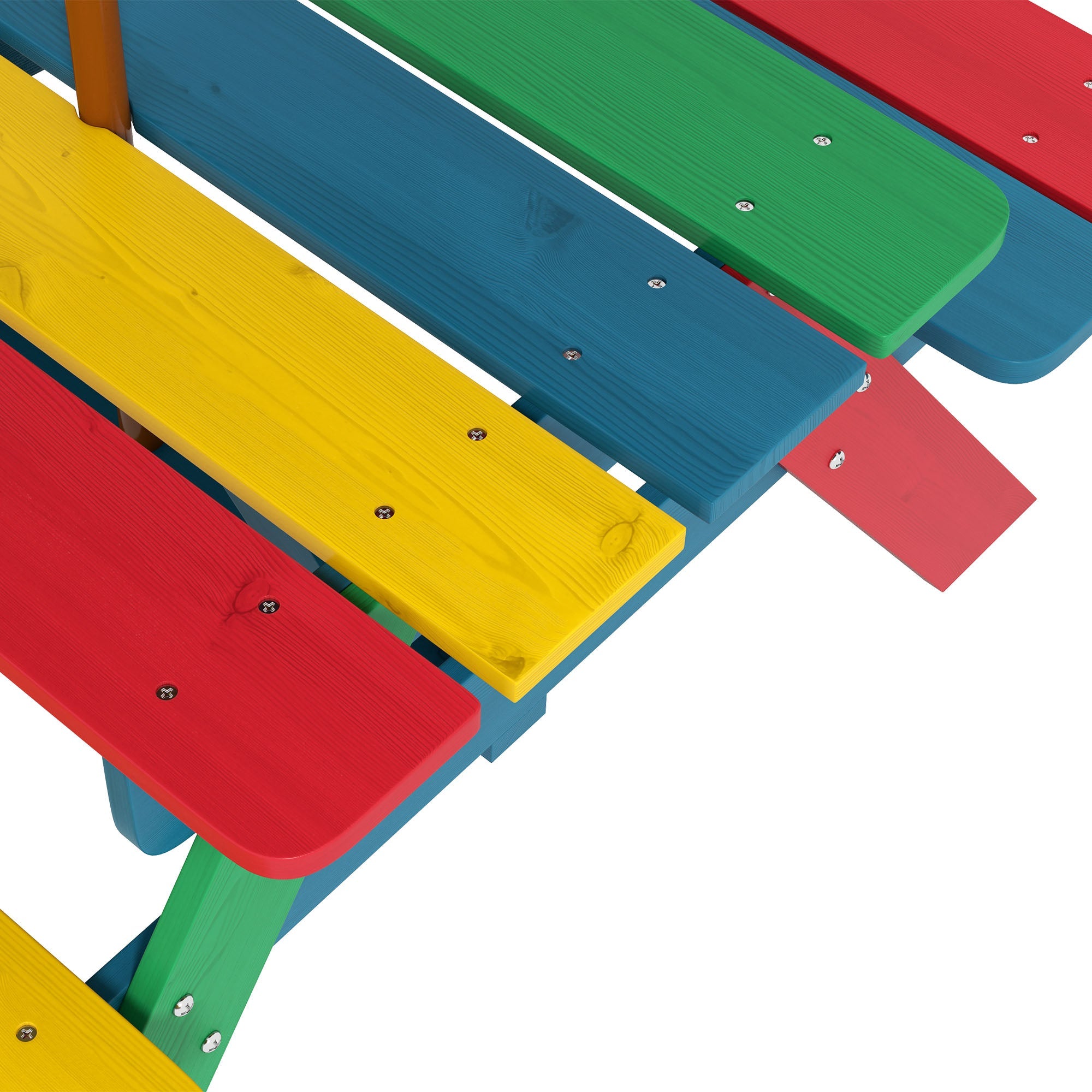 Outsunny Kids Wooden Picnic Table Bench Set with Removable Umbrella, Ideal for Backyard, Garden, Ages 3-6 