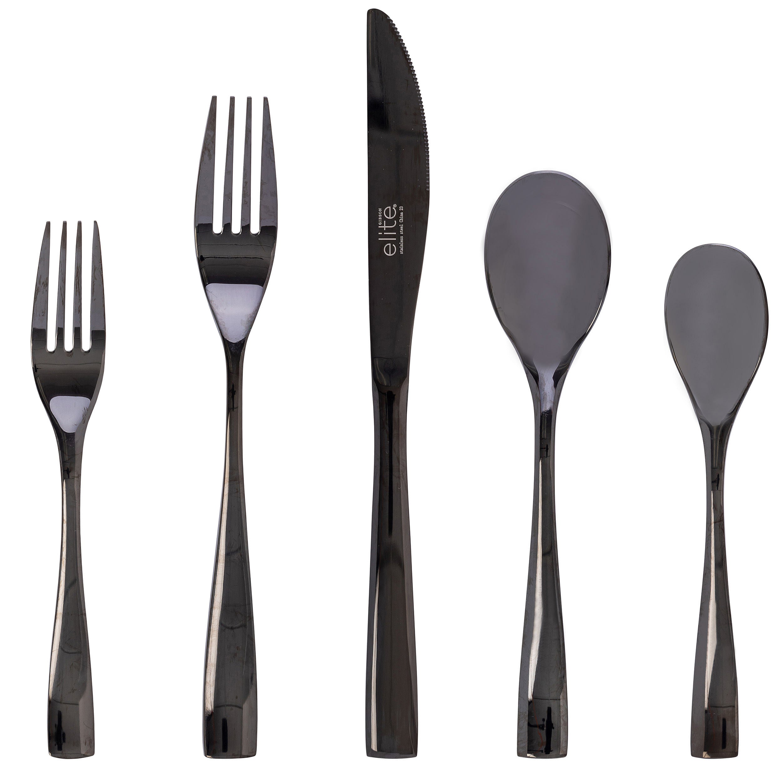 Gibson Elite Holland Road 20 Piece Black Stainless Steel Flatware Set - Free Shipping 