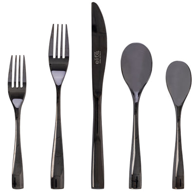 Gibson Elite Holland Road 20 Piece Black Stainless Steel Flatware Set - Free Shipping 