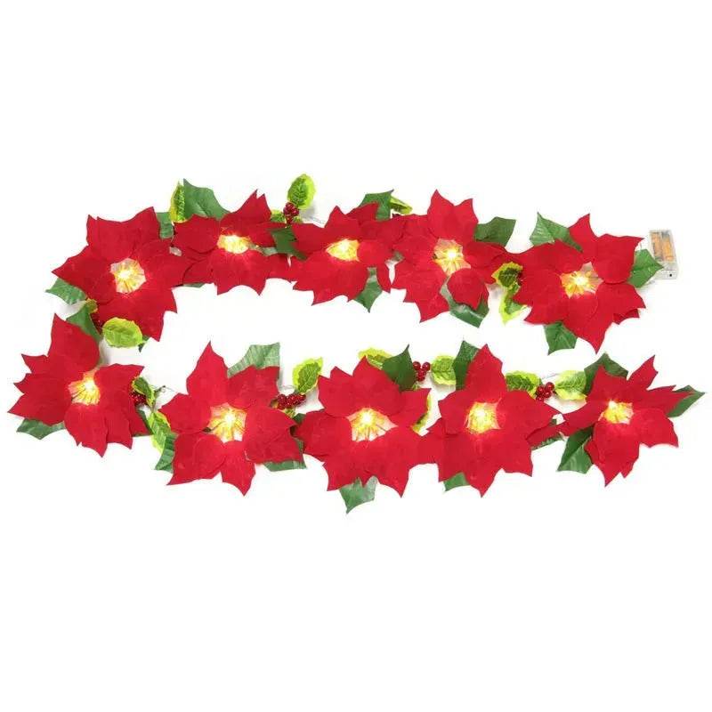 Door Frame Escalator Decoration Red Flower String Lights 