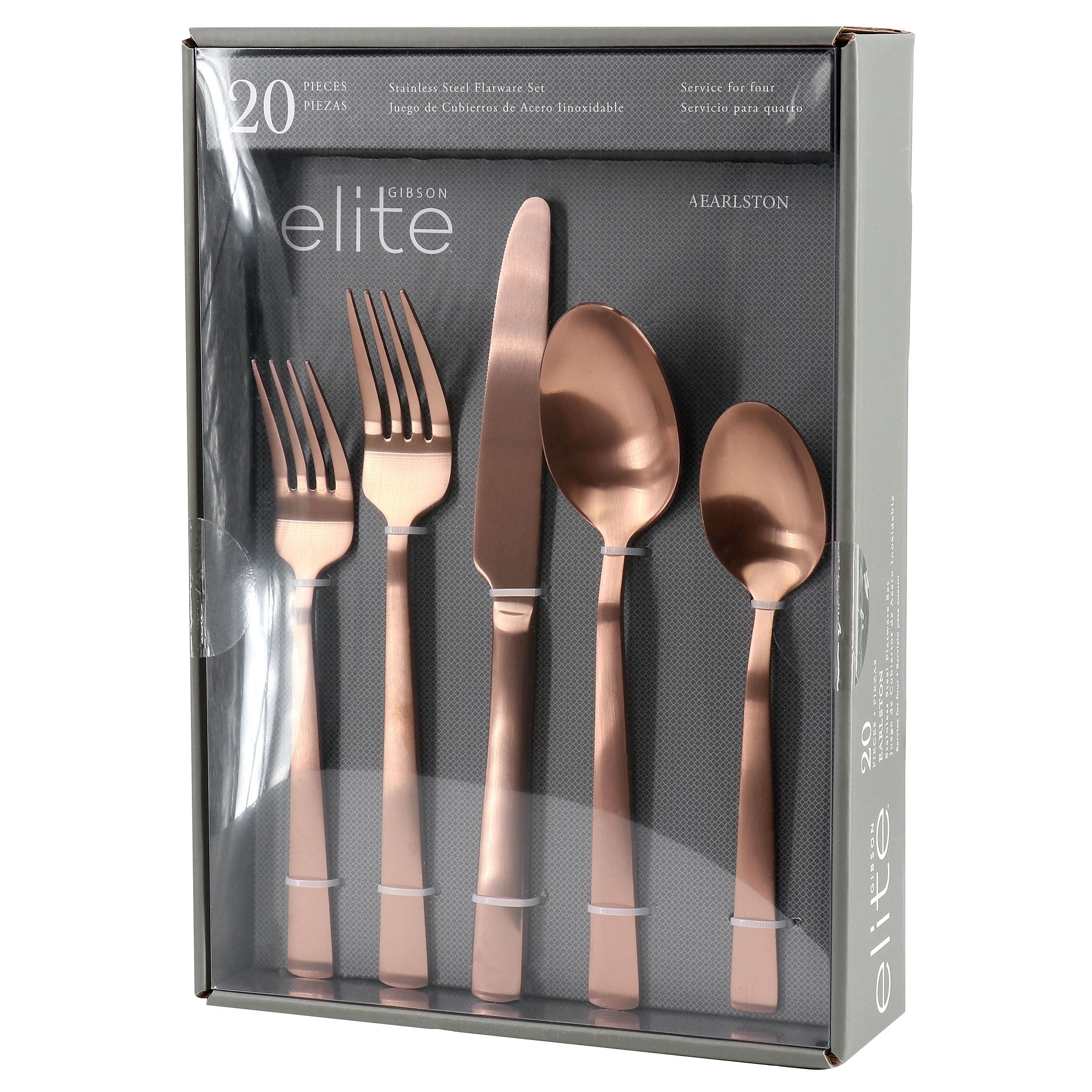 Gibson Elite Earlston 20 Piece Stainless Steel Flatware Set in Bronze - Free Shipping 