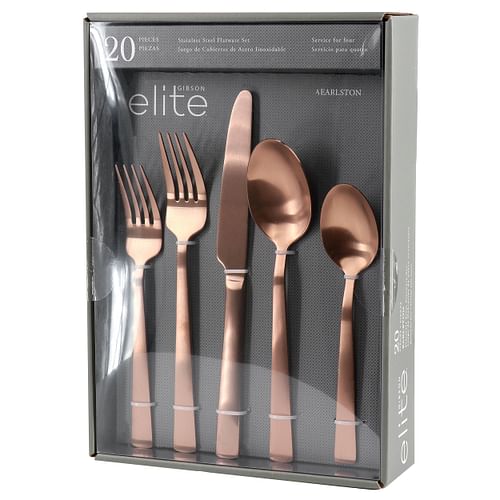 Gibson Elite Earlston 20 Piece Stainless Steel Flatware Set in Bronze - Free Shipping 