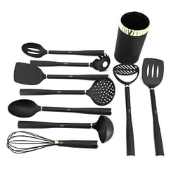 Gibson Home Hampsbridge 10 Piece Nylon Kitchen Tool Set and Utensil Crock in Black and Gold - Free Shipping