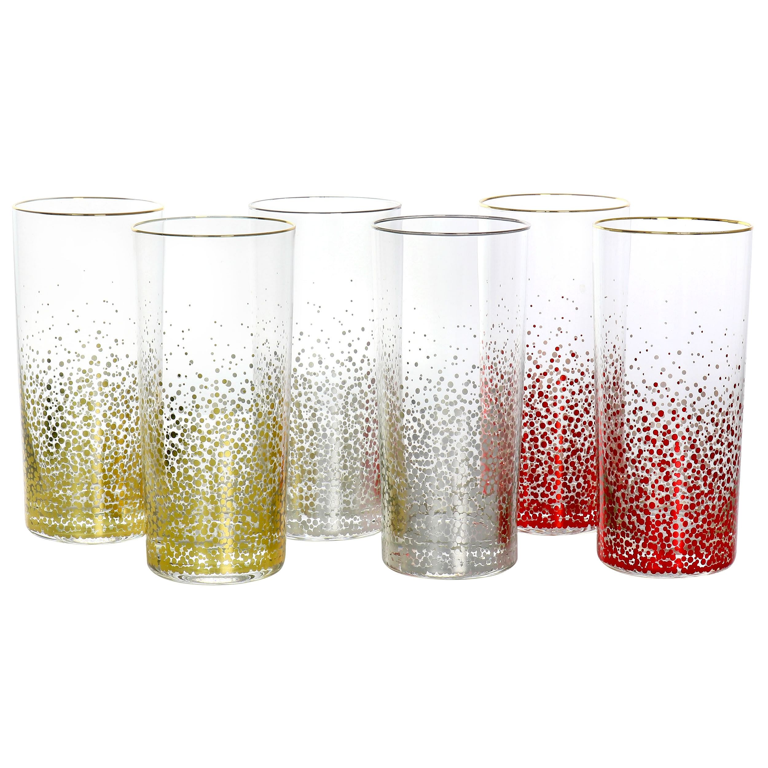 Laurie Gates California Designs Audrey Hill 6 Piece 16oz Glass Tumbler Set in Assorted Colors - Free Shipping 