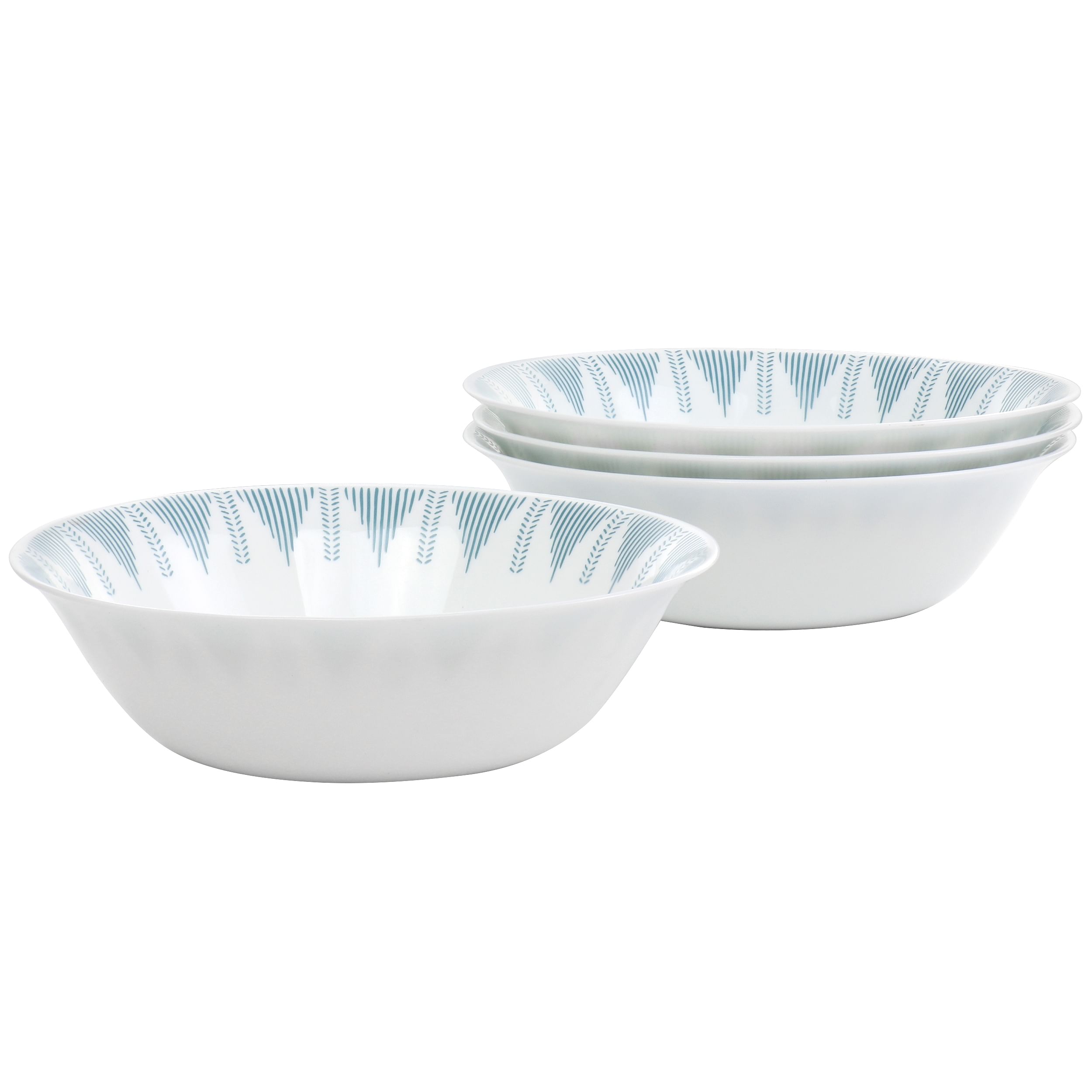 Ultra by Gibson Piper Point 4 Piece 6.5 Inch Round Tempered Opal Glass Fruit Bowl Set in Blue - Free Shipping