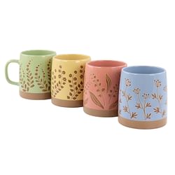 Gibson Home Garcelle 4 Piece 18 Ounce Round Stoneware Mug Set in Assorted Designs and Colors - Free Shipping