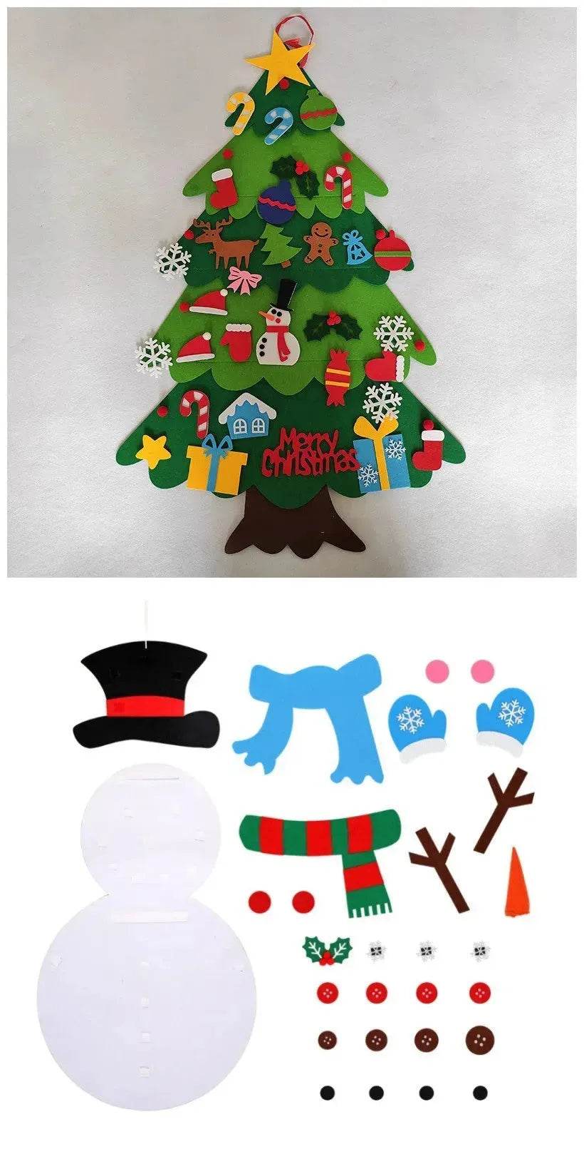 DIY Felt Christmas Tree New Year Toddler Kids Handmade Gift Toys Door Wall Hanging Ornaments Holiday Party Home Decor Set 
