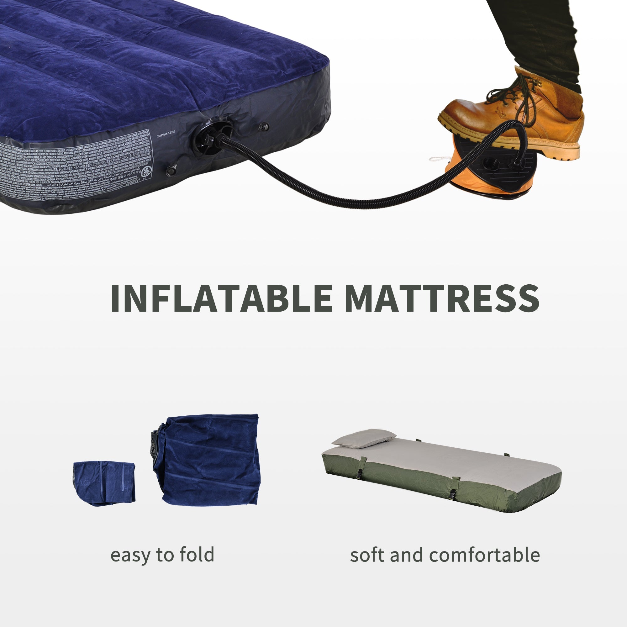 Outsunny Hiking Tent Camping Bed Cot Combo Portable w/ Sleep Bag Mattress 