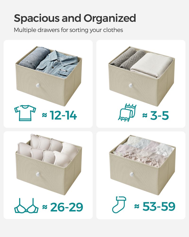 SONGMICS Closet Fabric Dresser with Metal Frame 