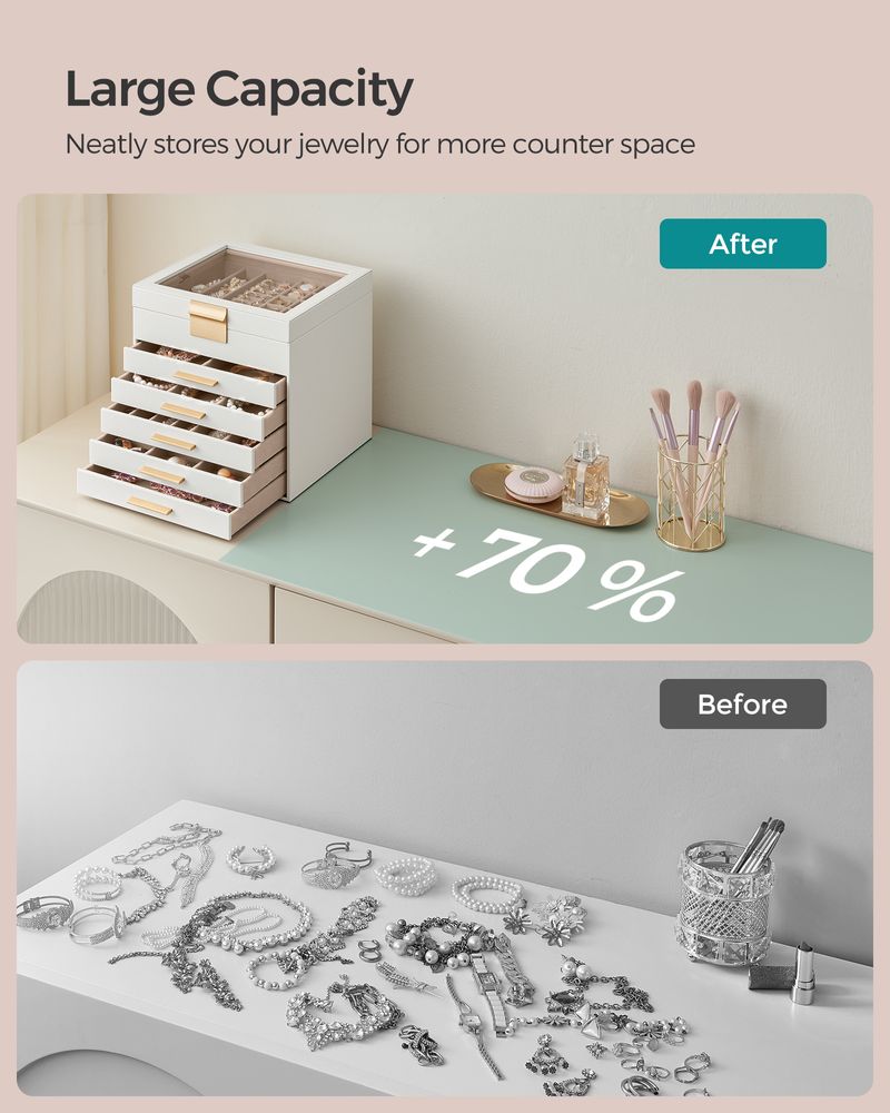 SONGMICS Jewelry Box with Glass Lid 