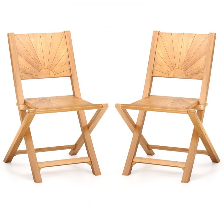 2 Pieces Folding Patio Chairs with Inclined Backrest