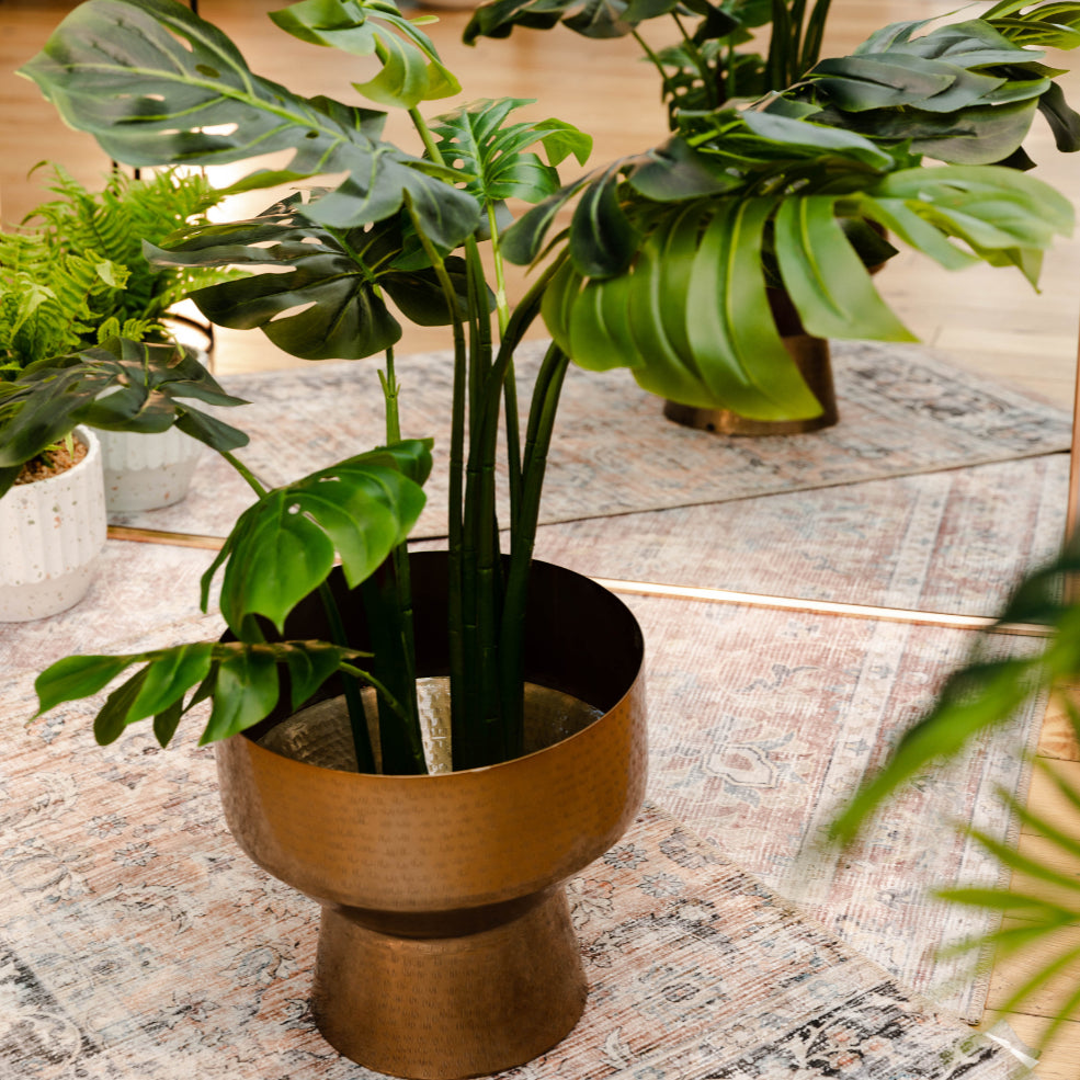 Kendrik -Mid-Century Brass Floor Planter (Multiple Sizes) 