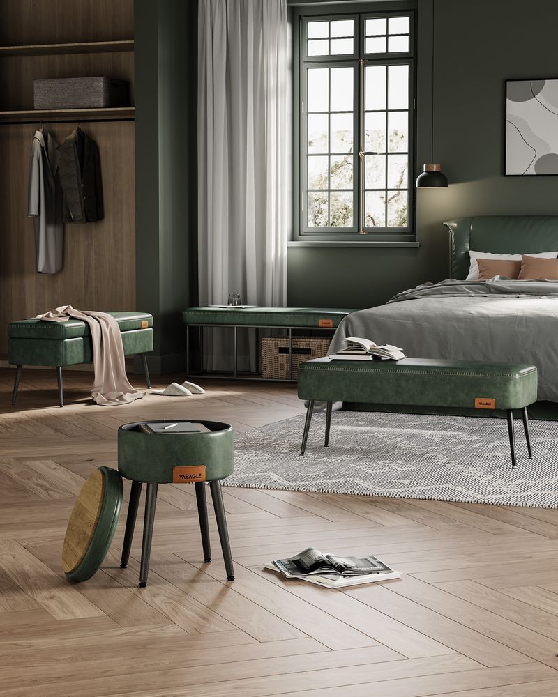 VASAGLE EKHO Collection - Ottoman Bench with Steel Legs 