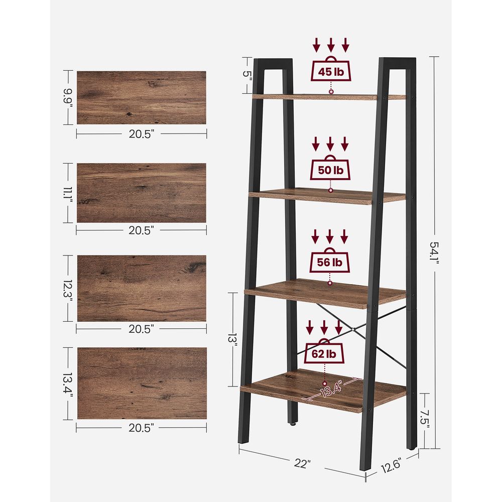 VASAGLE 4-Tier Ladder Shelf with Steel Frame 