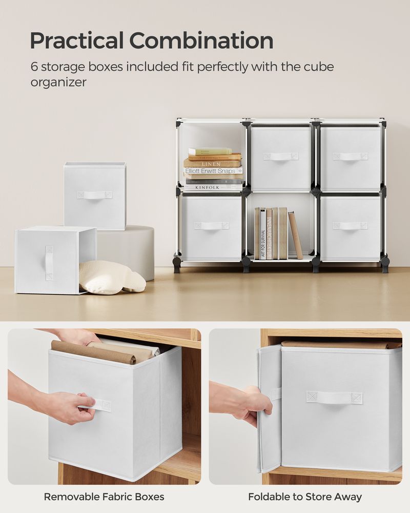SONGMICS Cube Storage Organizer with Storage Boxes, Set of 6 