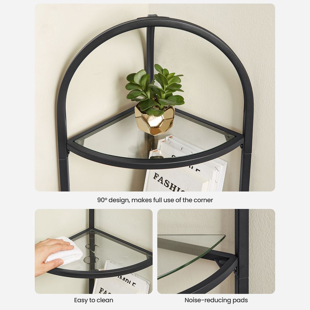 VASAGLE 5-Tier Glass Corner Storage Shelf 