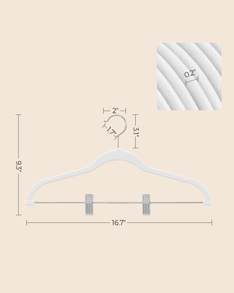SONGMICS Velvet Pants Hangers with Adjustable Clips 