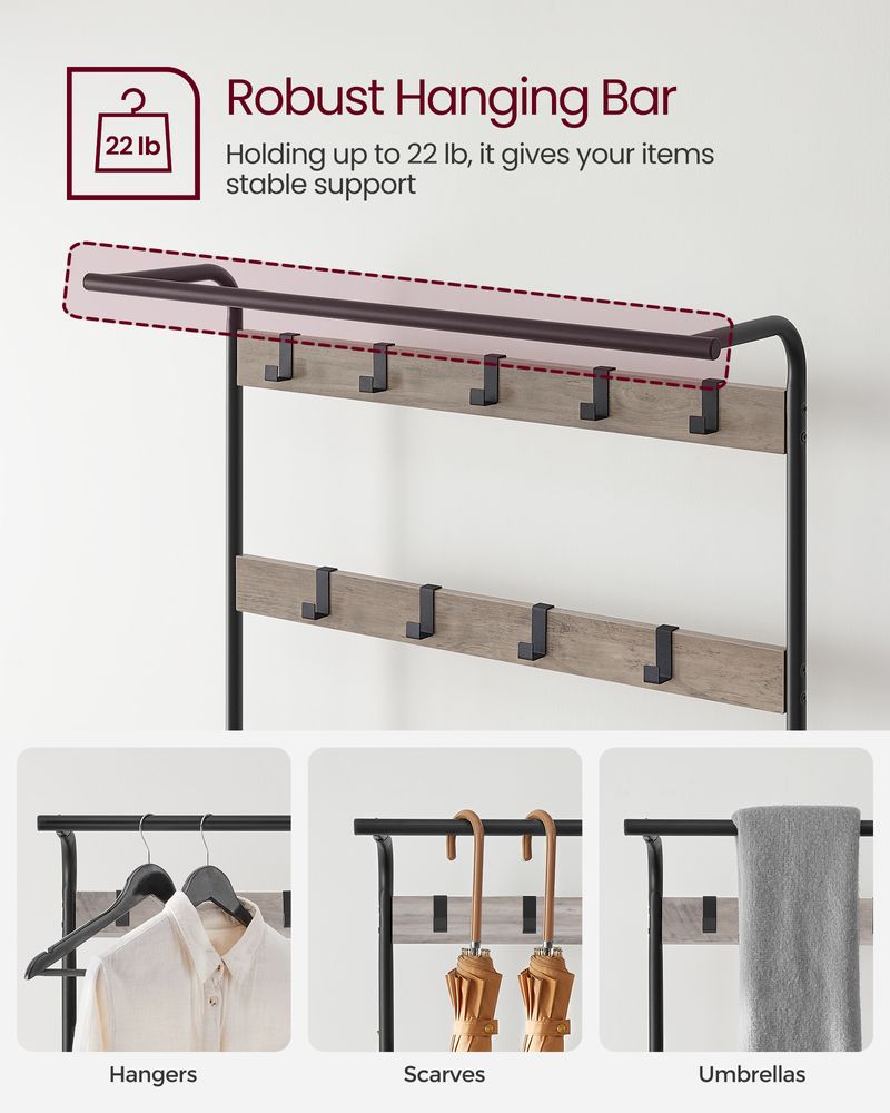 VASAGLE Coat Rack with Shoe Bench for Entryway 