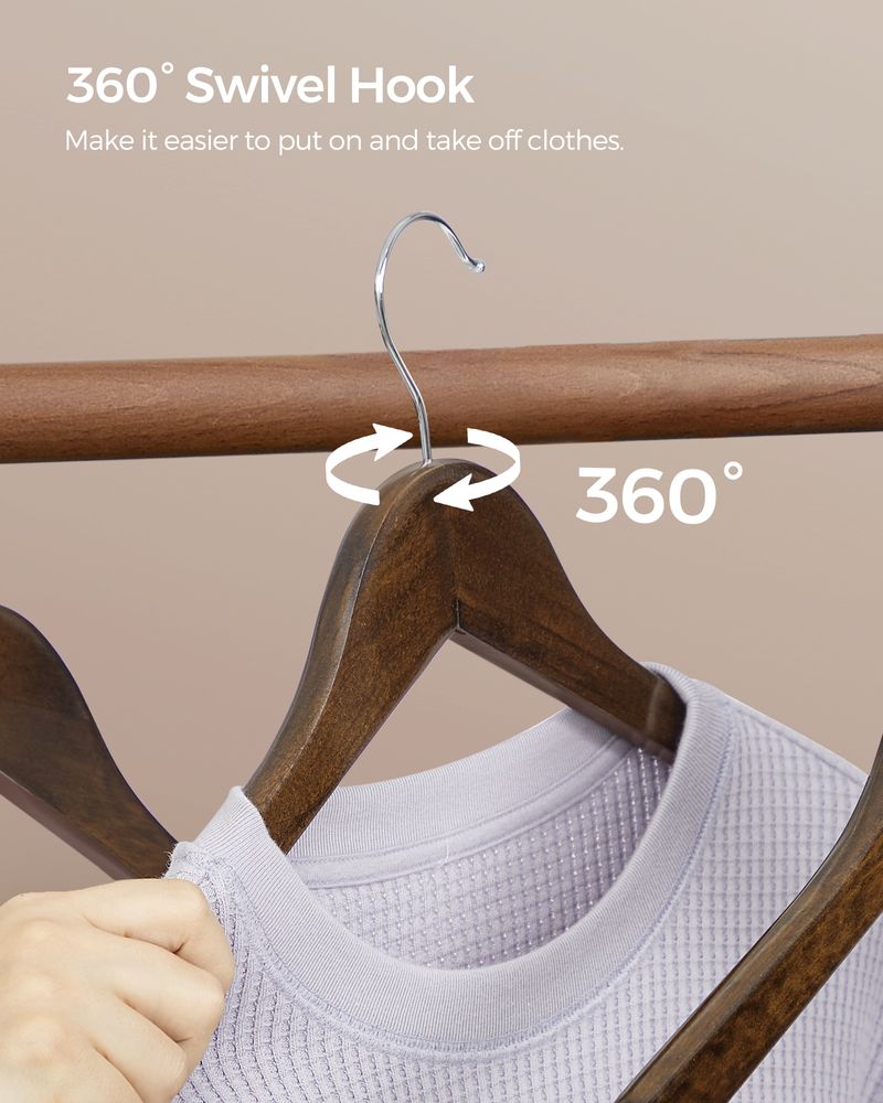 SONGMICS 20-Pack Wood Coat Hangers with Shoulder Notches 