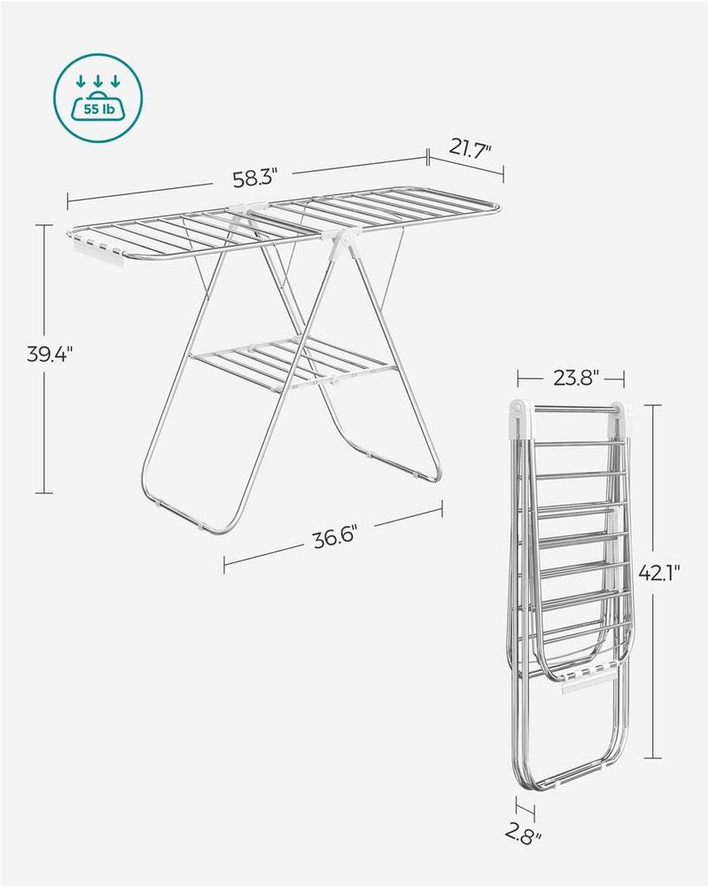 SONGMICS Clothes Drying Rack with Sock Clips 