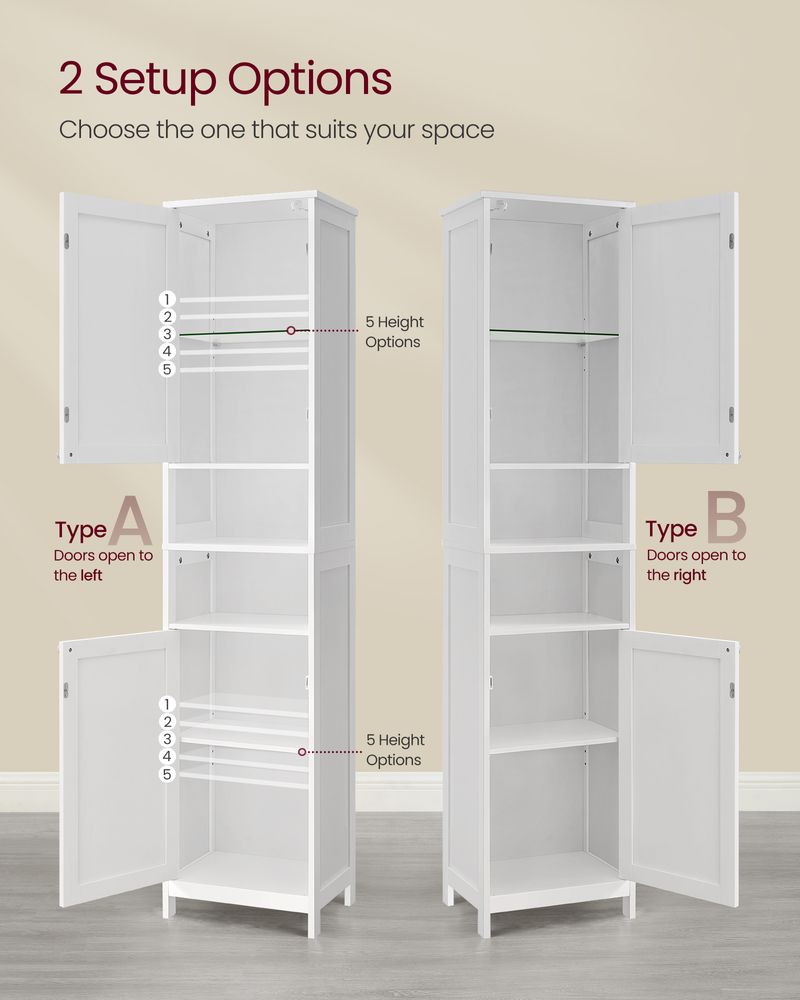 VASAGLE Tall Bathroom Cabinet with Lights 