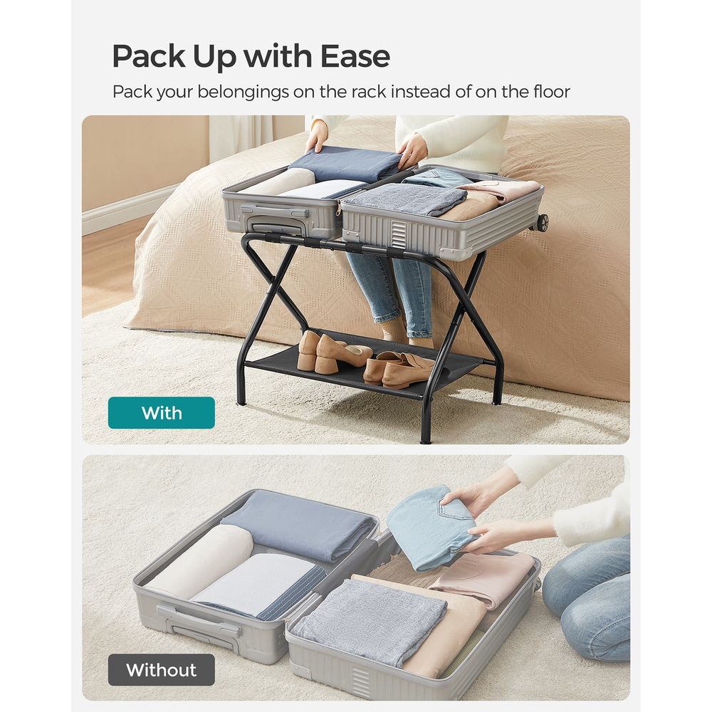 SONGMICS Black Foldable Luggage Rack 