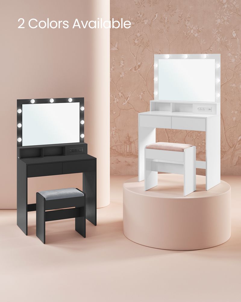 VASAGLE Vanity Desk with Mirror and Lights 