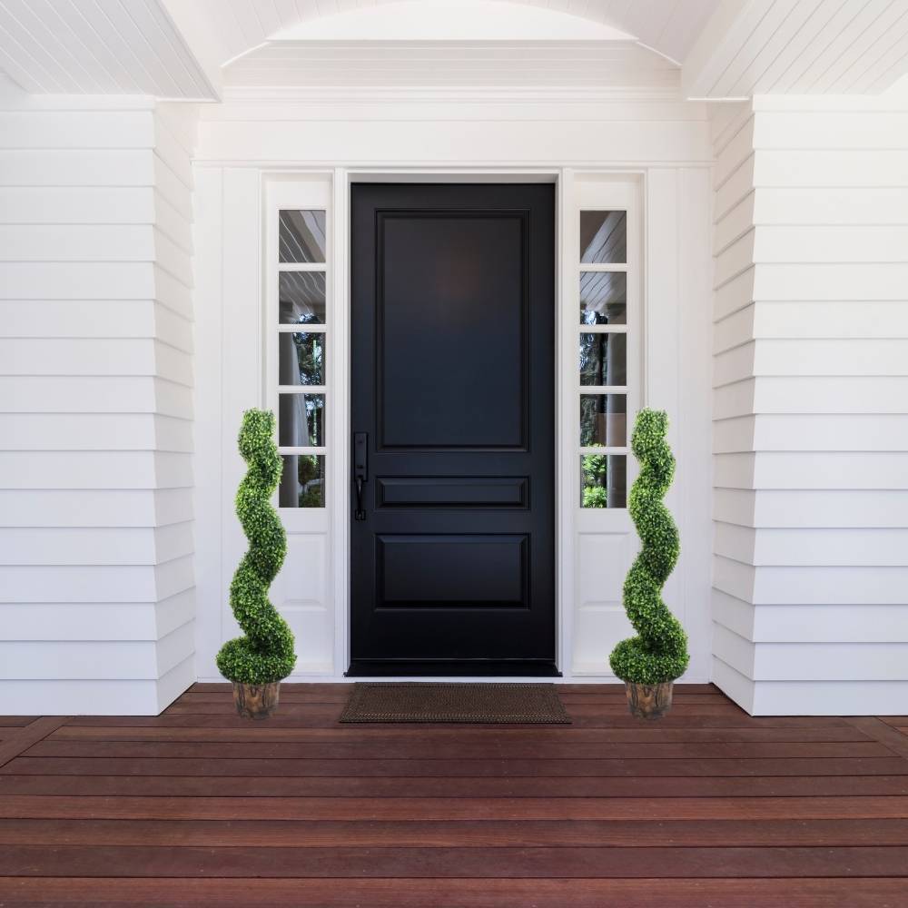 Norwich Faux Potted Spiral Boxwood Topiary Plant 48'' 