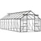 Aluminum Greenhouse Polycarbonate Walk-in Garden Greenhouse Kit with Rain Gutter and Sliding Door, 16' x 8', Dark Grey