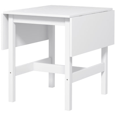 HOMCOM Solid Wood Kitchen Table, Farmhouse Drop Leaf Tables for Small Spaces, Folding Dining Table, White 