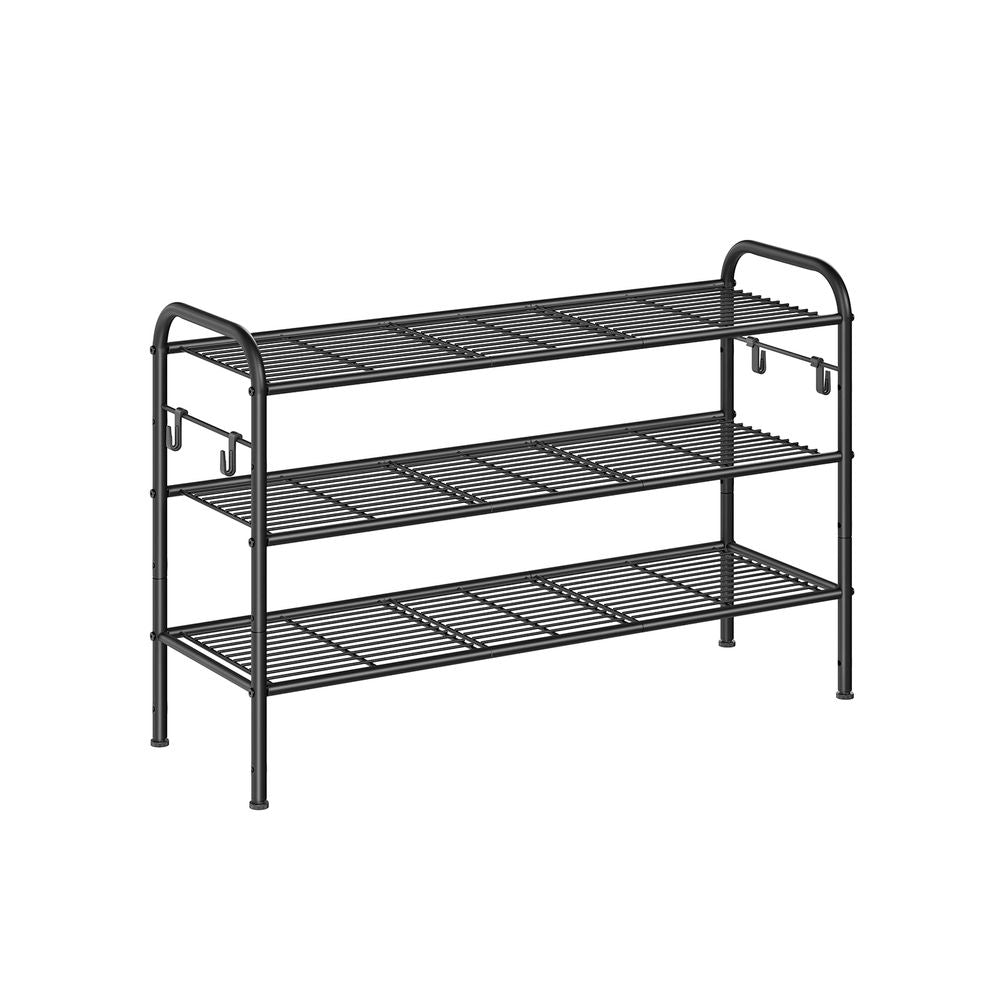 SONGMICS Shoe Rack with 4 Side Hooks, Holds 10 Pairs of Shoes 