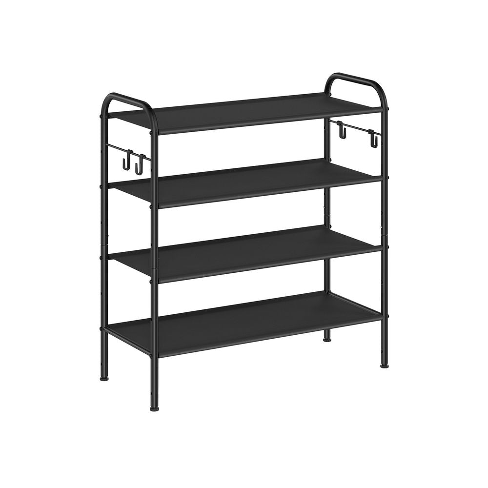 SONGMICS Fabric Shoe Rack with 4 Hooks Ink Black 